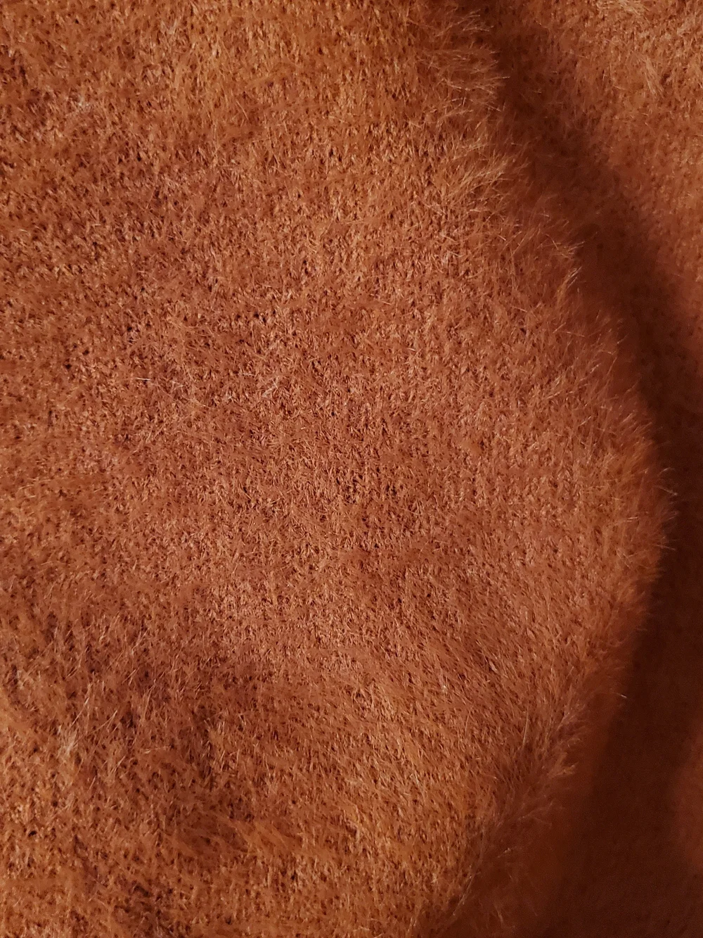White Birch Sierre Cozy V-Neck Rust Fuzzy Sweater